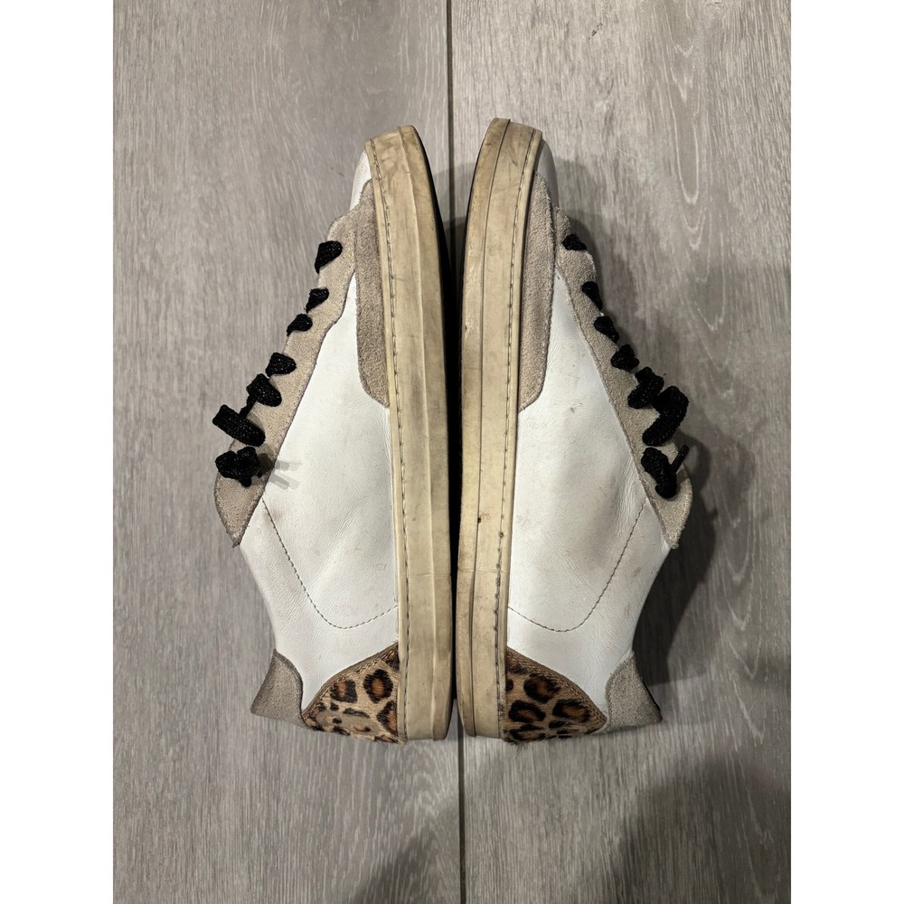 P448 John‎ Sneakers White Leather with Leopard Calf Hair Size 39